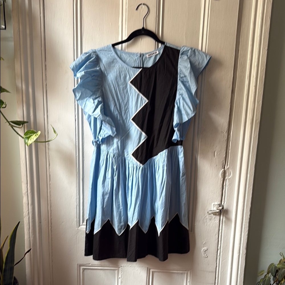 Blue and Black Ruffle Dress Batsheva